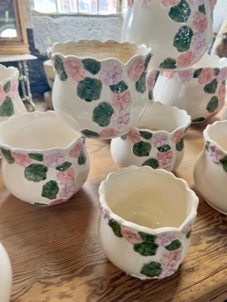 Imposing series of 19 earthenware flower pots circa 1970