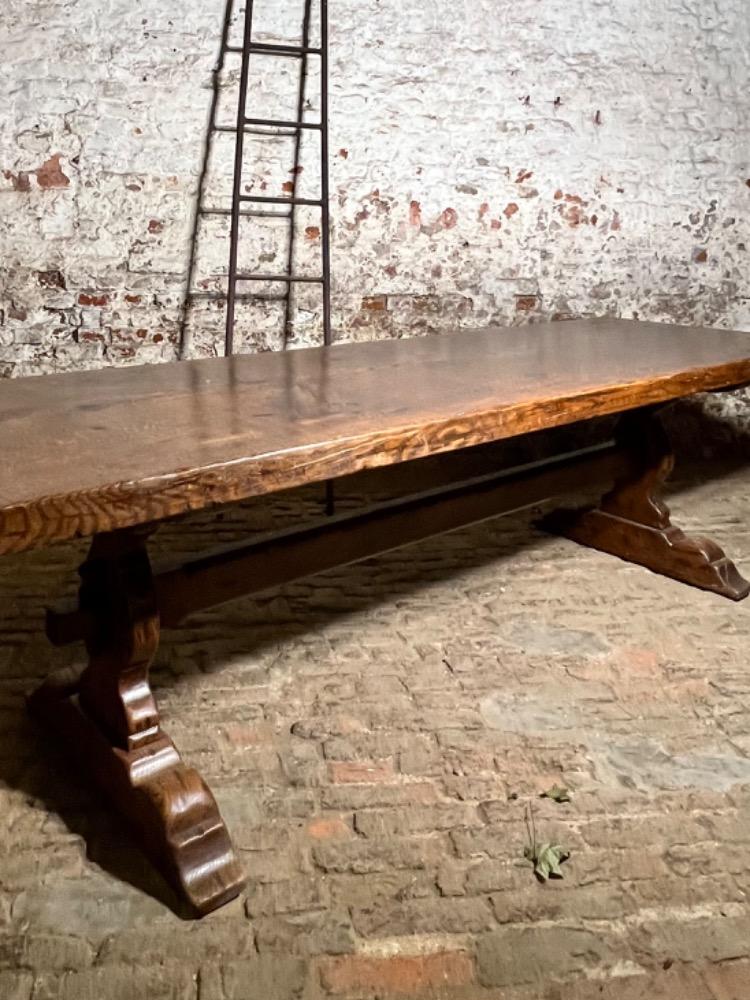 Large community oak table, mid-20th century