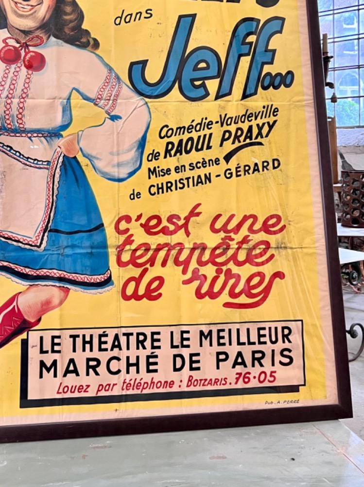 Large framed advertising poster for the Ambigu theater. Theater play 