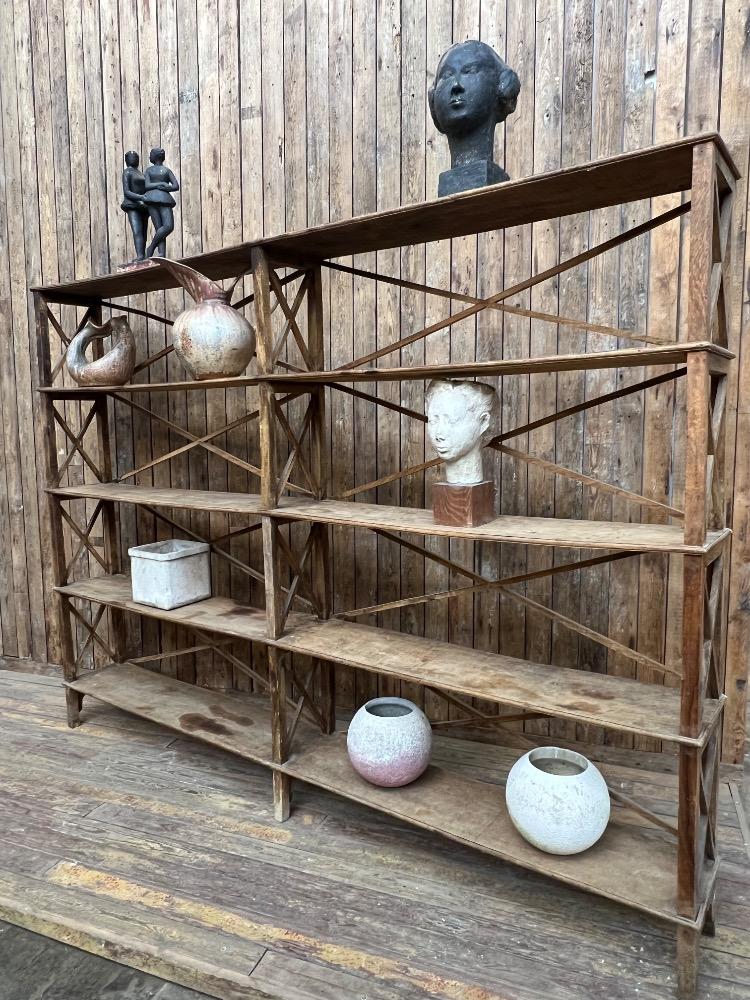 Large wooden shelf, mid 20th century 