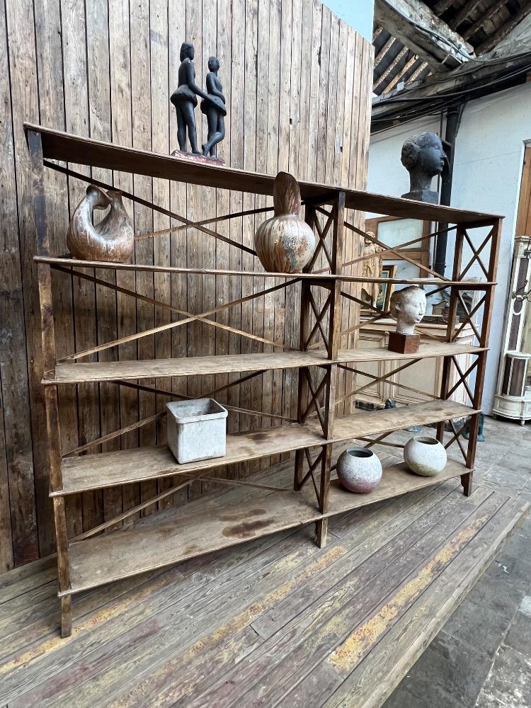Large wooden shelf, mid 20th century 
