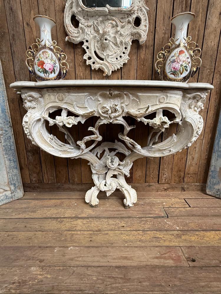LOUIS XV STYLE CONSOLE, LATE 19TH CENTURY