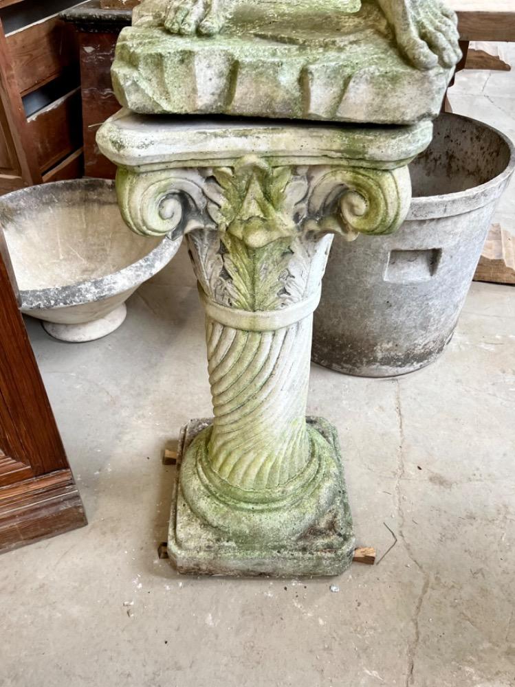 Lovely set of concrete garden statues in the antique style circa 1950 with a beautiful patina