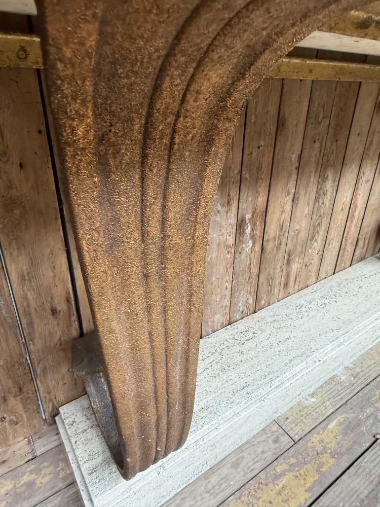 METAL AND TRAVERTINE CONSOLE, MID-20TH CENTURY