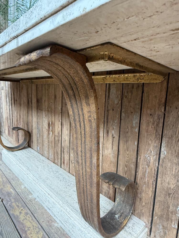 METAL AND TRAVERTINE CONSOLE, MID-20TH CENTURY