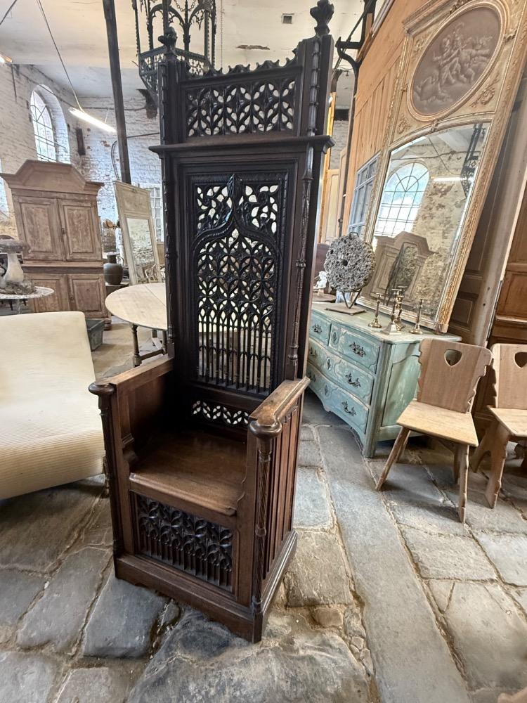 NEO-GOTHIC CATHEDRA CHAIR, LATE 19th CENTURY