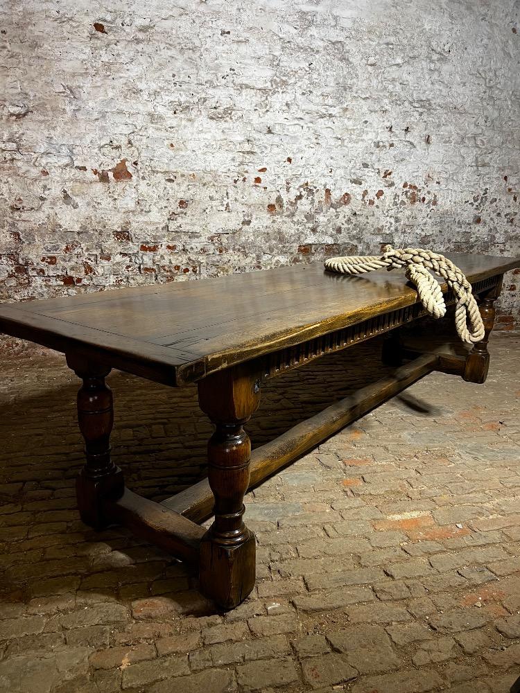 Oak community table, mid-20th century 