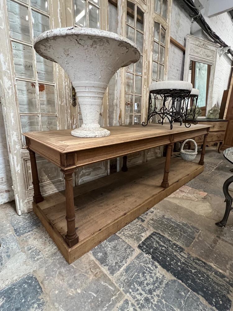 Oak shop table, early 20th century 