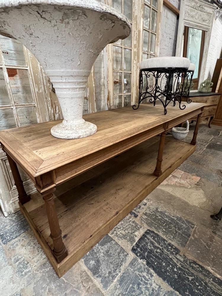 Oak shop table, early 20th century 
