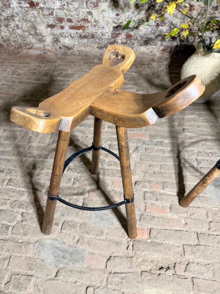 PAIR OF BRUTALIST STOOLS, 20TH CENTURY