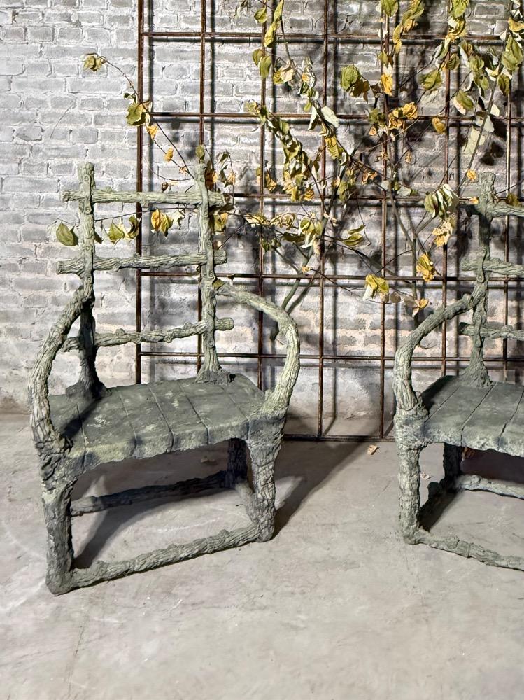 PAIR OF CONCRETE ARMCHAIRS, MID-20TH CENTURY