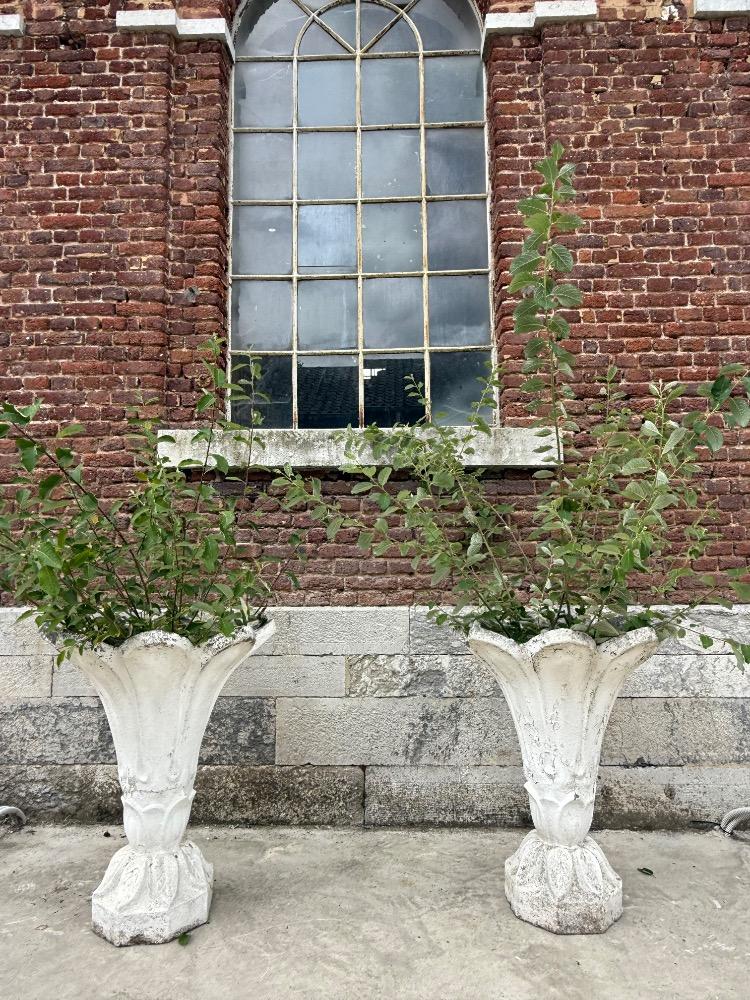 Pair of concrete garden vases, early 20th century