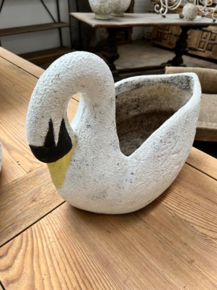 Pair of concrete swan planters circa 1920