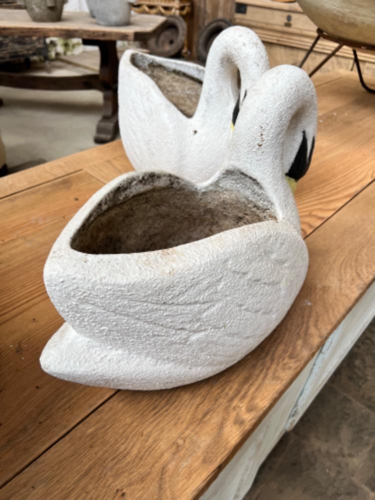 Pair of concrete swan planters circa 1920