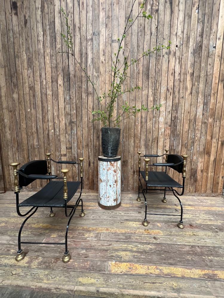 Pair of curule chairs, mid-20th century 