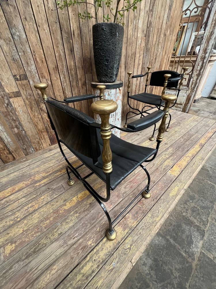 Pair of curule chairs, mid-20th century 