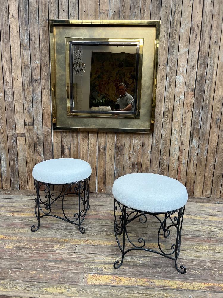 Pair of metal stools , mid-20th century 