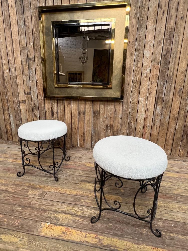 Pair of metal stools , mid-20th century 