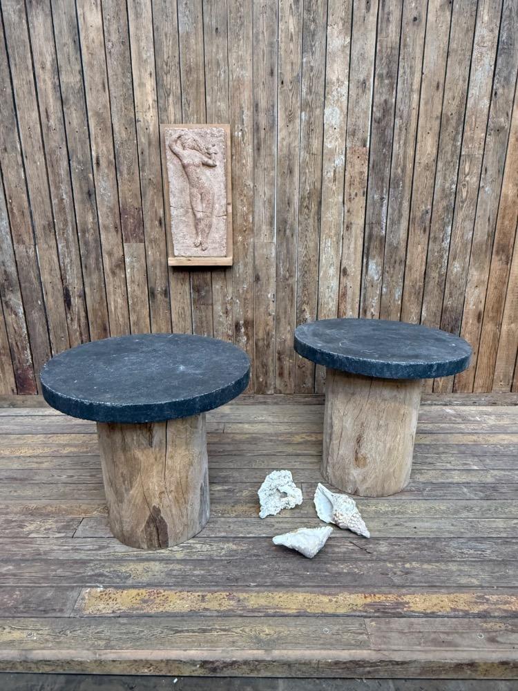 Pair of primitive coffee table, 20th century 