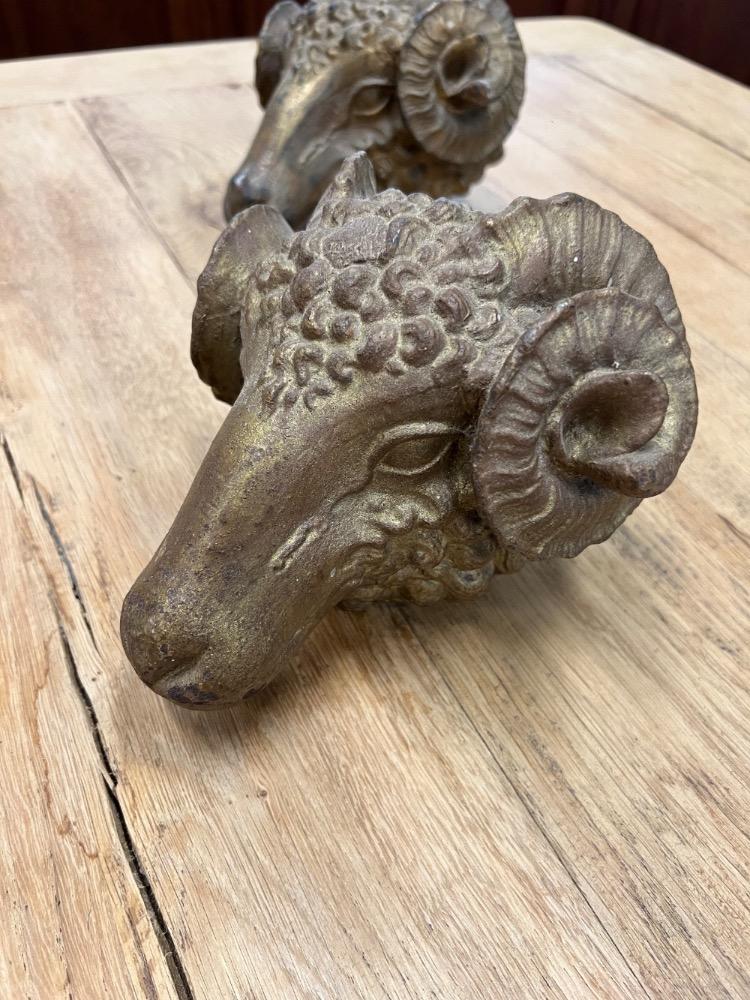 Pair of rams’ heads, late 19th century 
