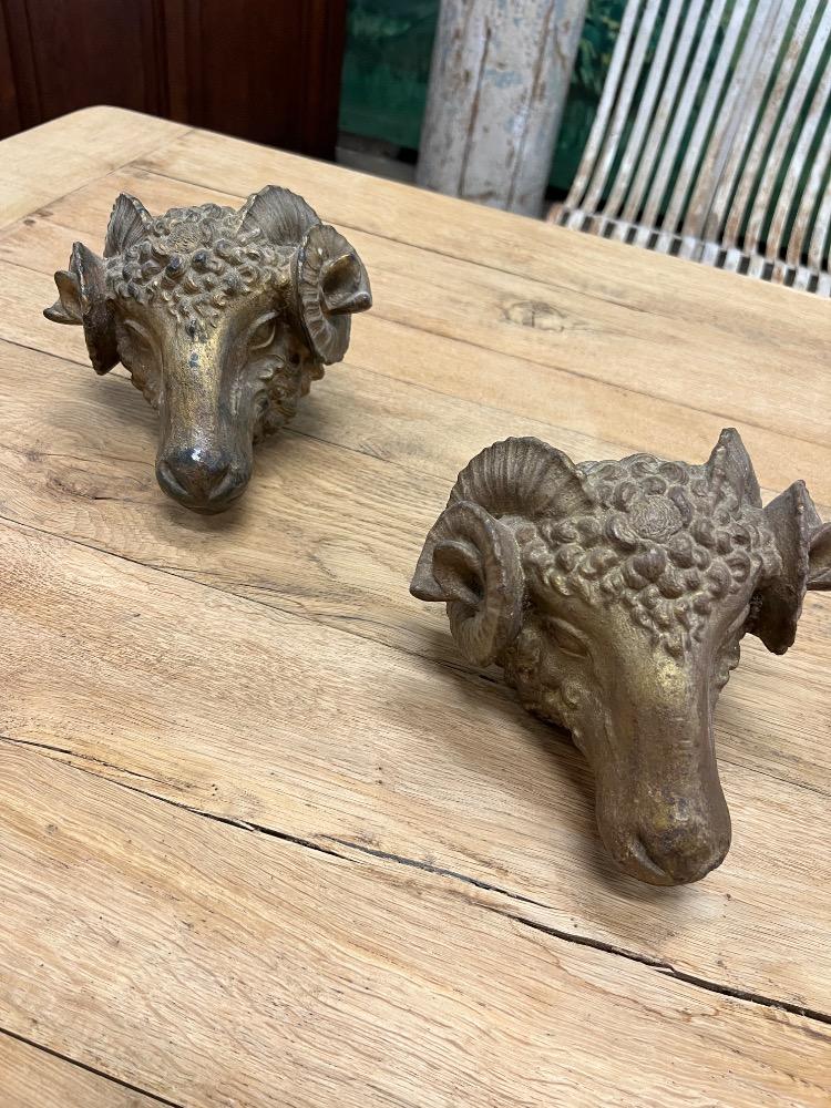 Pair of rams’ heads, late 19th century 