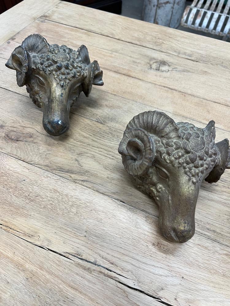 Pair of rams’ heads, late 19th century 