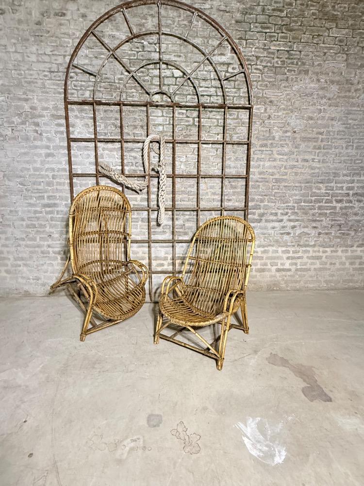 PAIR OF RATTAN ARMCHAIRS, MID-20TH CENTURY
