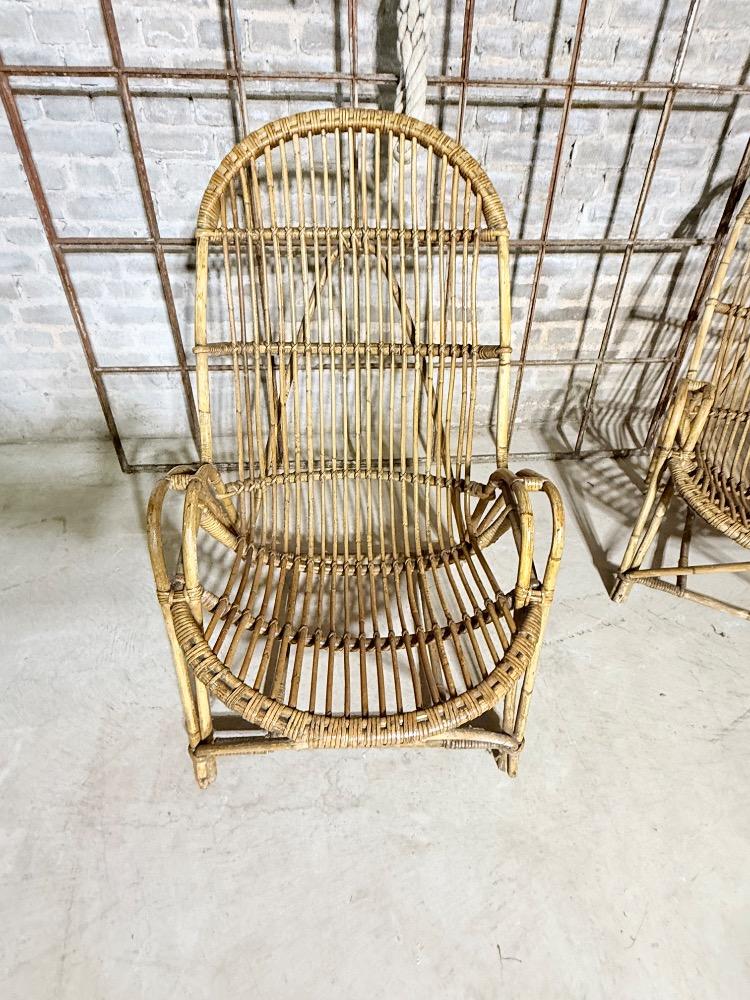 PAIR OF RATTAN ARMCHAIRS, MID-20TH CENTURY