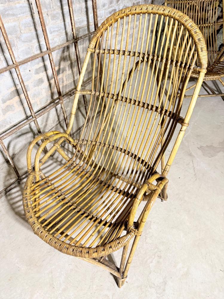 PAIR OF RATTAN ARMCHAIRS, MID-20TH CENTURY