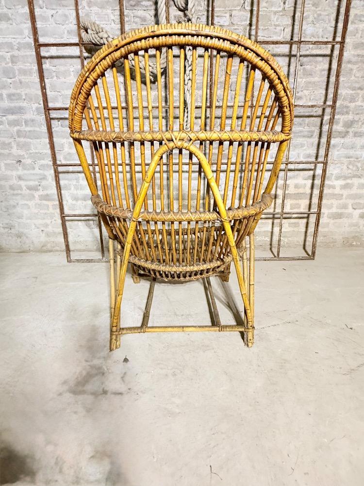 PAIR OF RATTAN ARMCHAIRS, MID-20TH CENTURY
