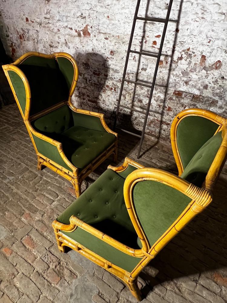 Pair of wingback lounge chairs, mid-20th century 