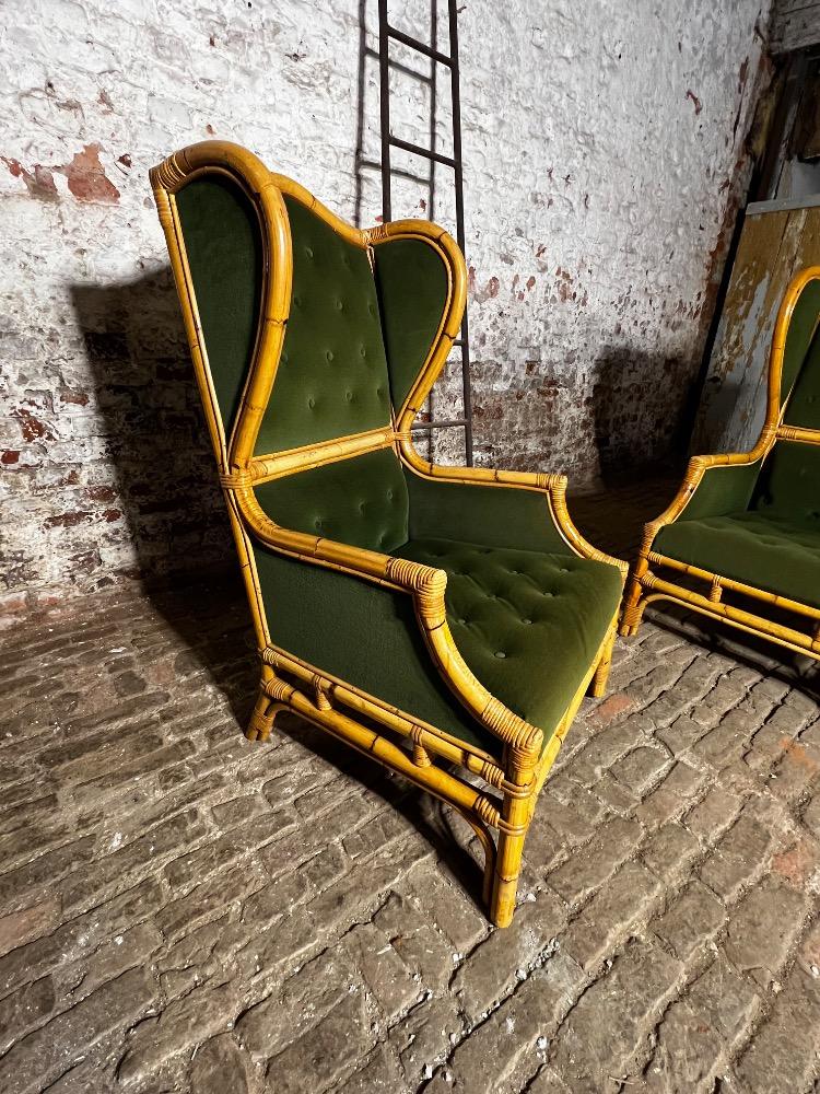 Pair of wingback lounge chairs, mid-20th century 