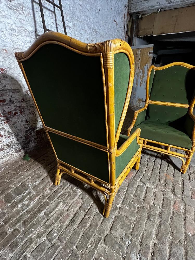 Pair of wingback lounge chairs, mid-20th century 