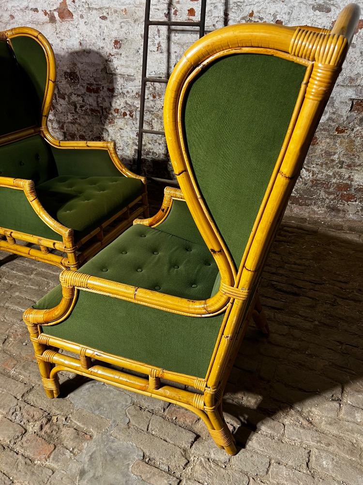 Pair of wingback lounge chairs, mid-20th century 