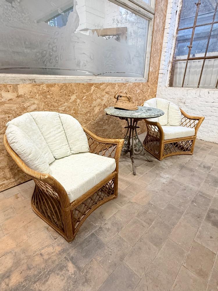 RATTAN ARMCHAIRS,  MID-20TH CENTURY 