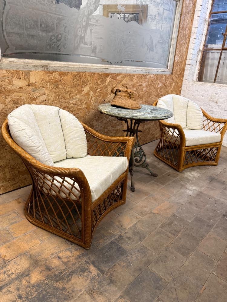 RATTAN ARMCHAIRS,  MID-20TH CENTURY 