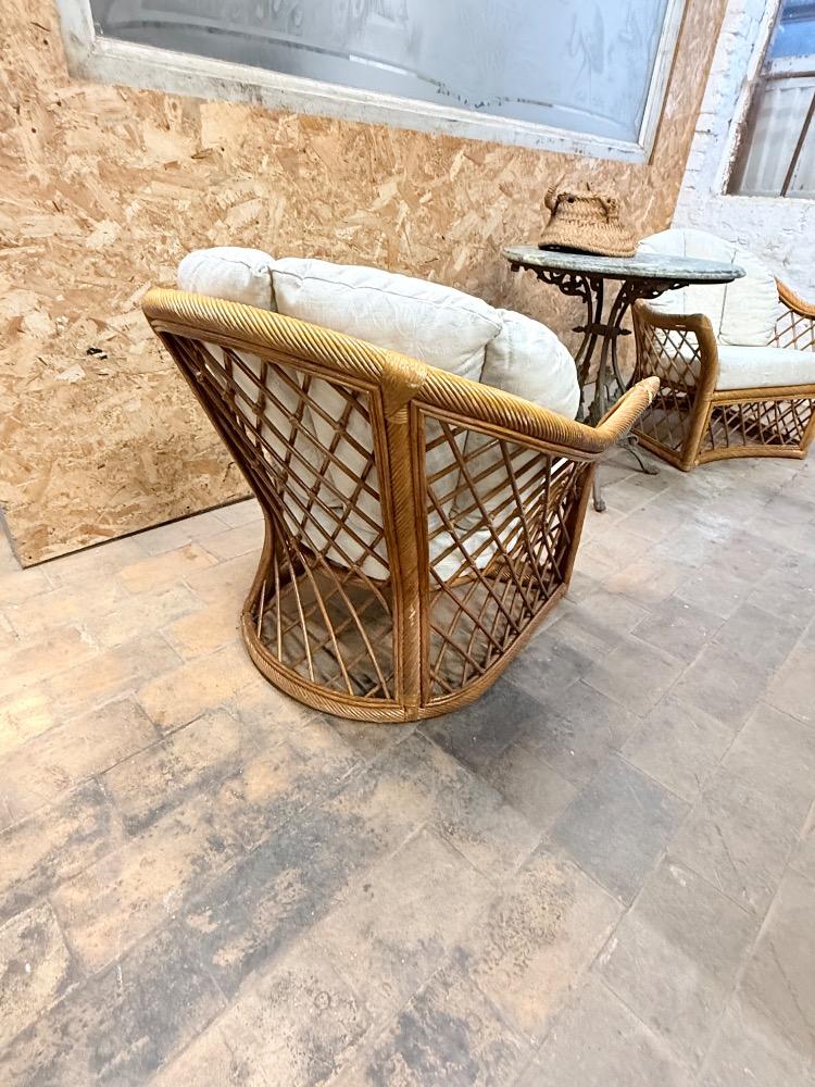 RATTAN ARMCHAIRS,  MID-20TH CENTURY 