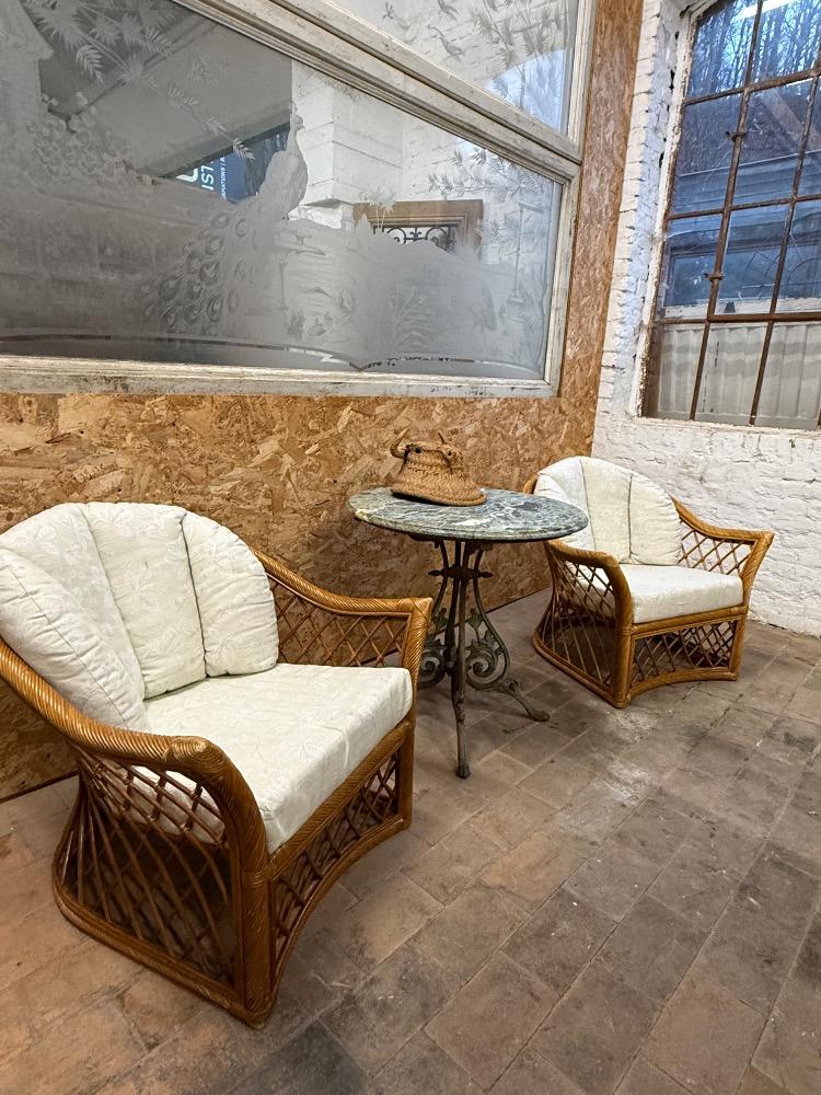 RATTAN ARMCHAIRS,  MID-20TH CENTURY 