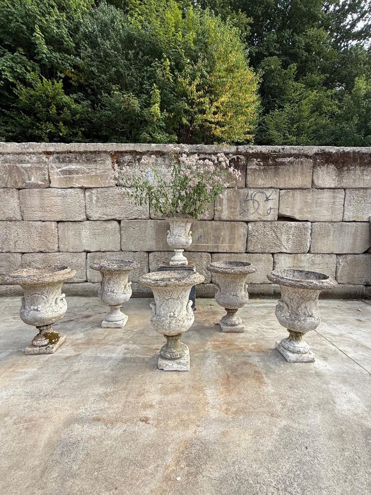Series of 6 large garden vases, mid-20th century 