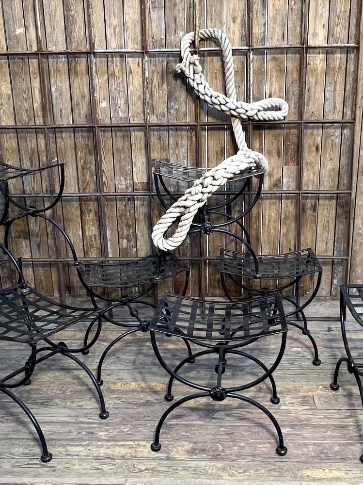 Set of 10 metal stools, mid-20th century 