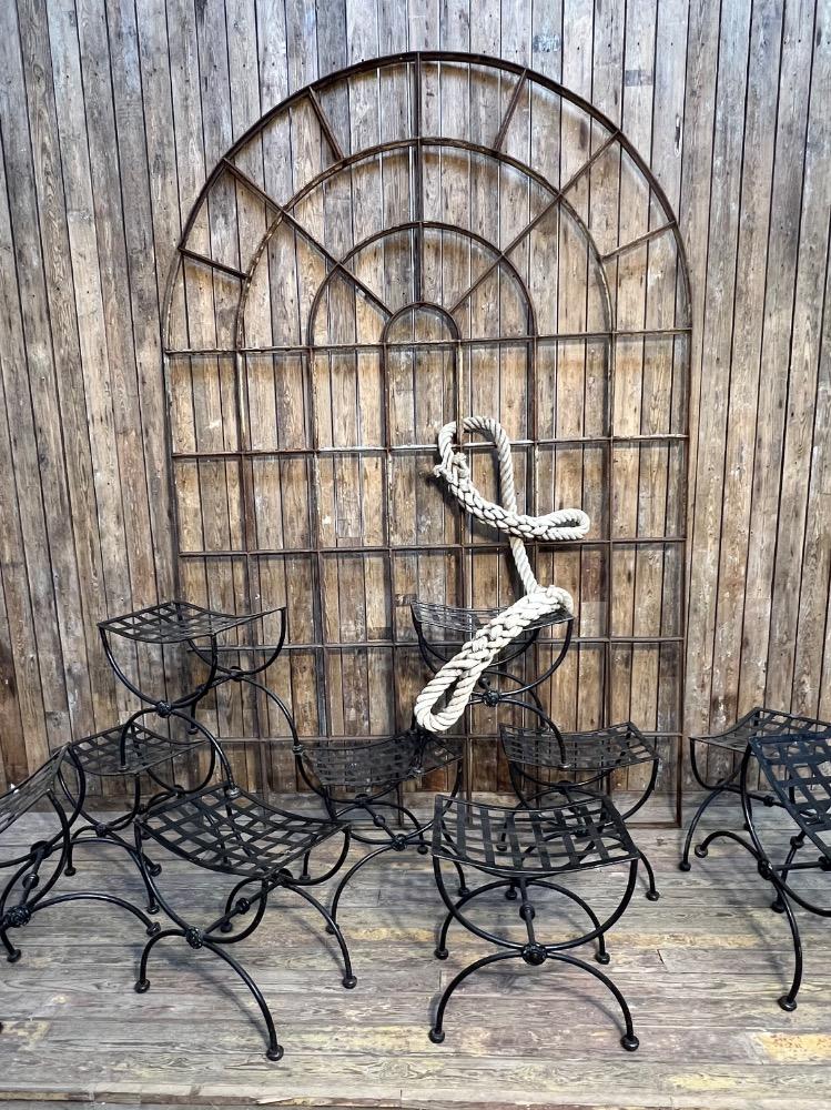 Set of 10 metal stools, mid-20th century 
