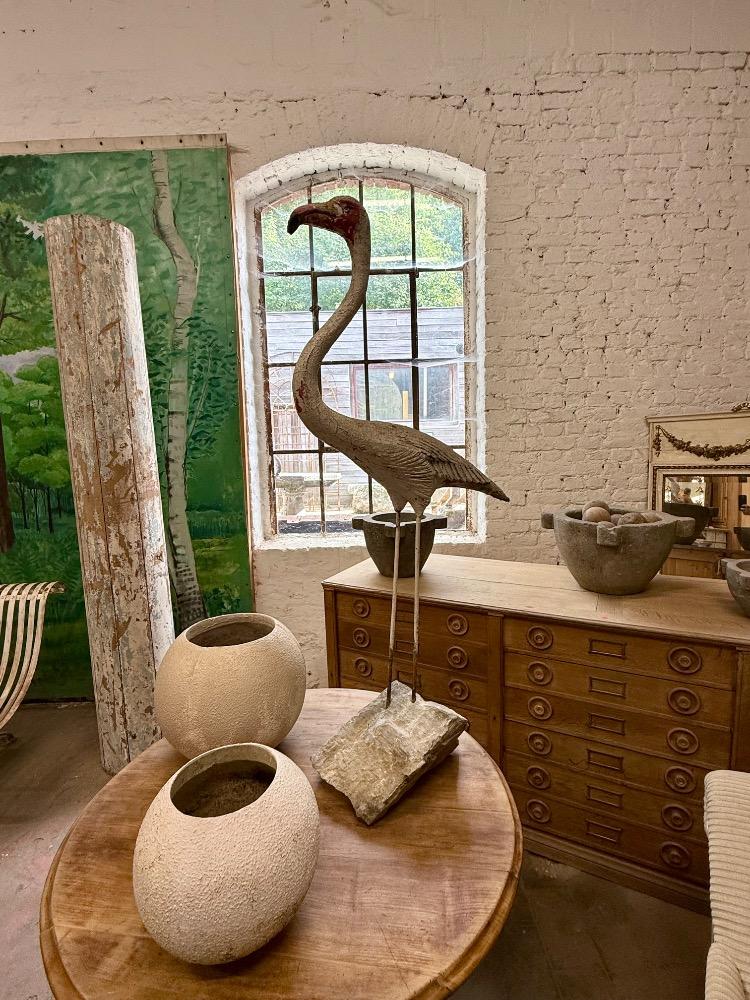 Set of 2 concrete birds, early 20th century 