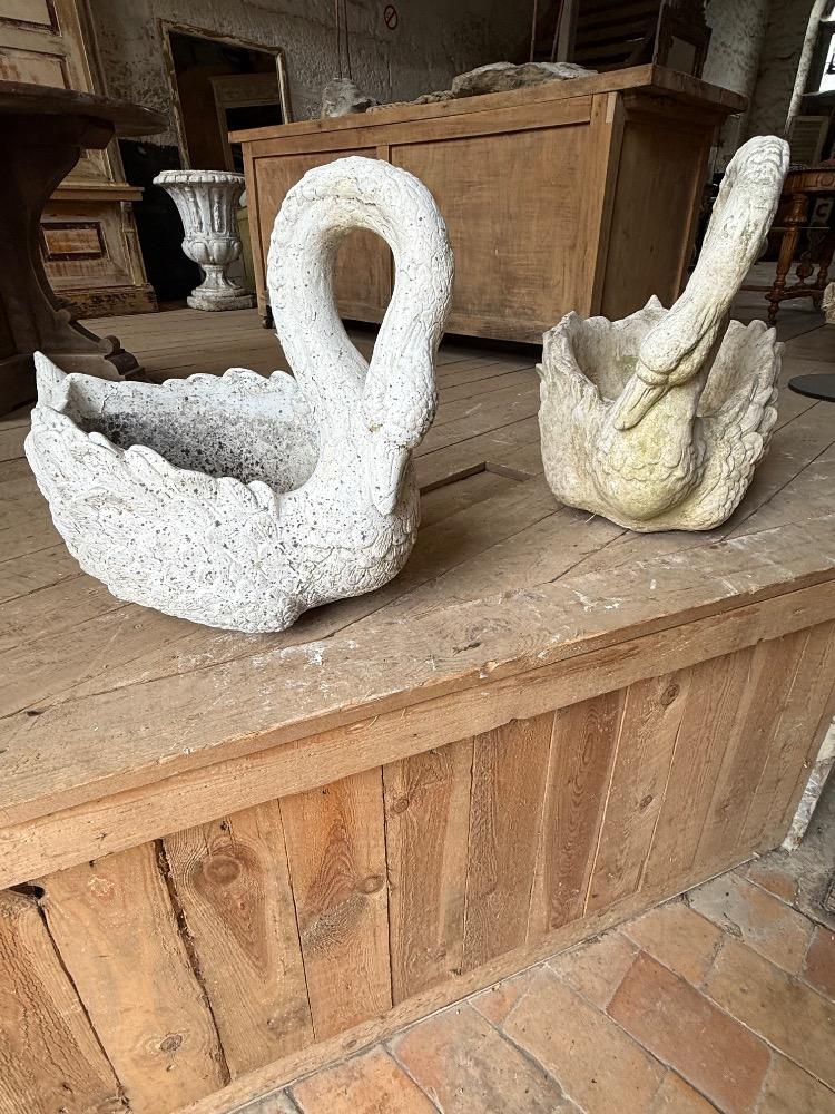 Set of 2 concrete planters, mid-20th century