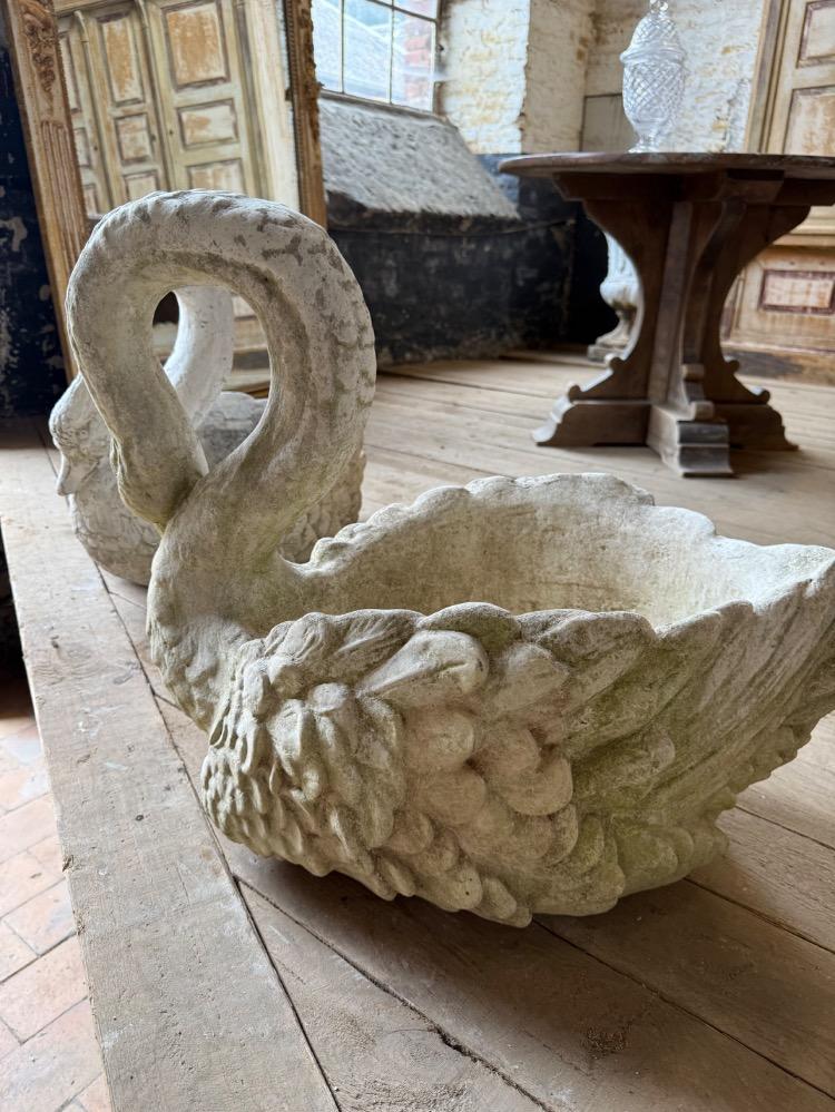 Set of 2 concrete planters, mid-20th century