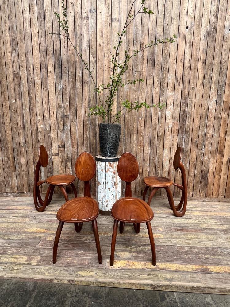 Set of 4 organic chairs L & P Giacomuzzi, 20th century 