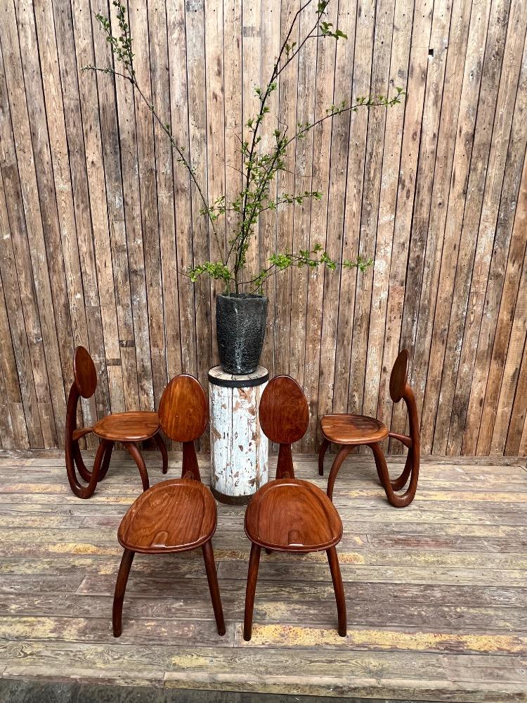 Set of 4 organic chairs L & P Giacomuzzi, 20th century 