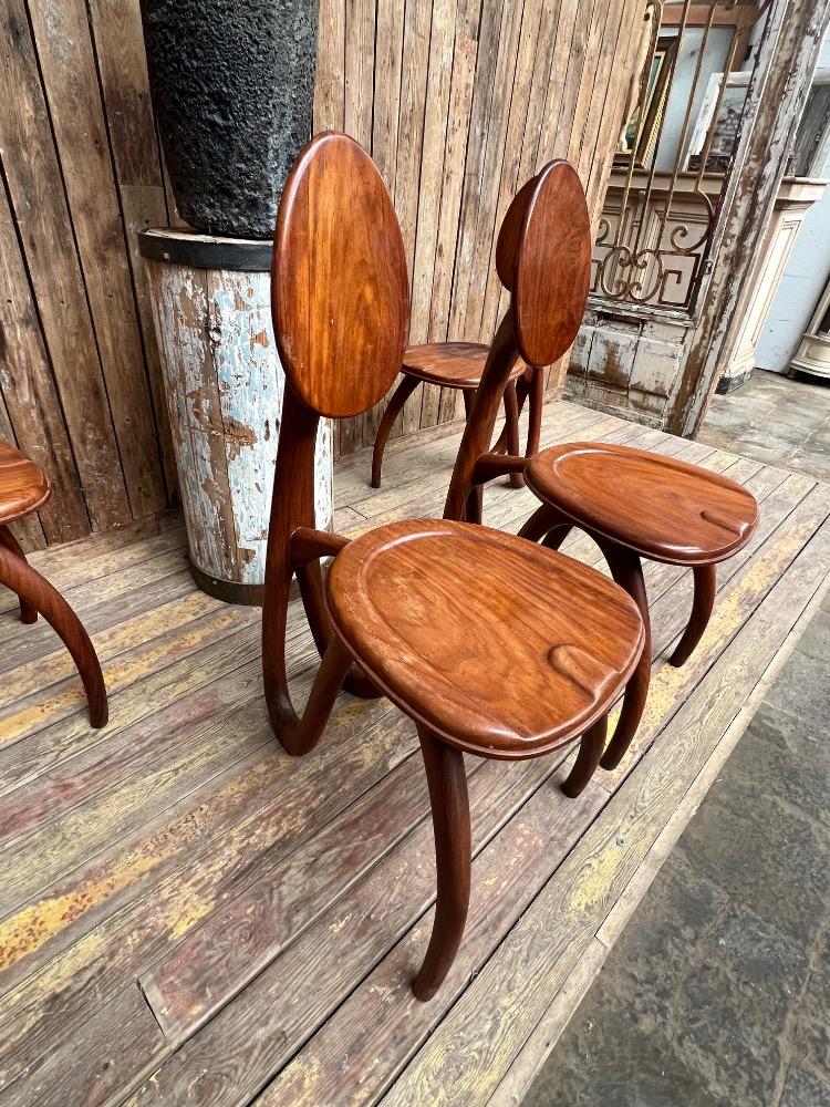 Set of 4 organic chairs L & P Giacomuzzi, 20th century 