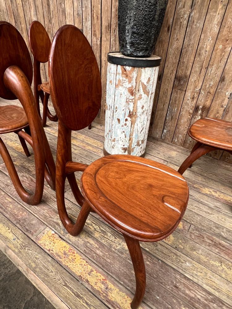 Set of 4 organic chairs L & P Giacomuzzi, 20th century 
