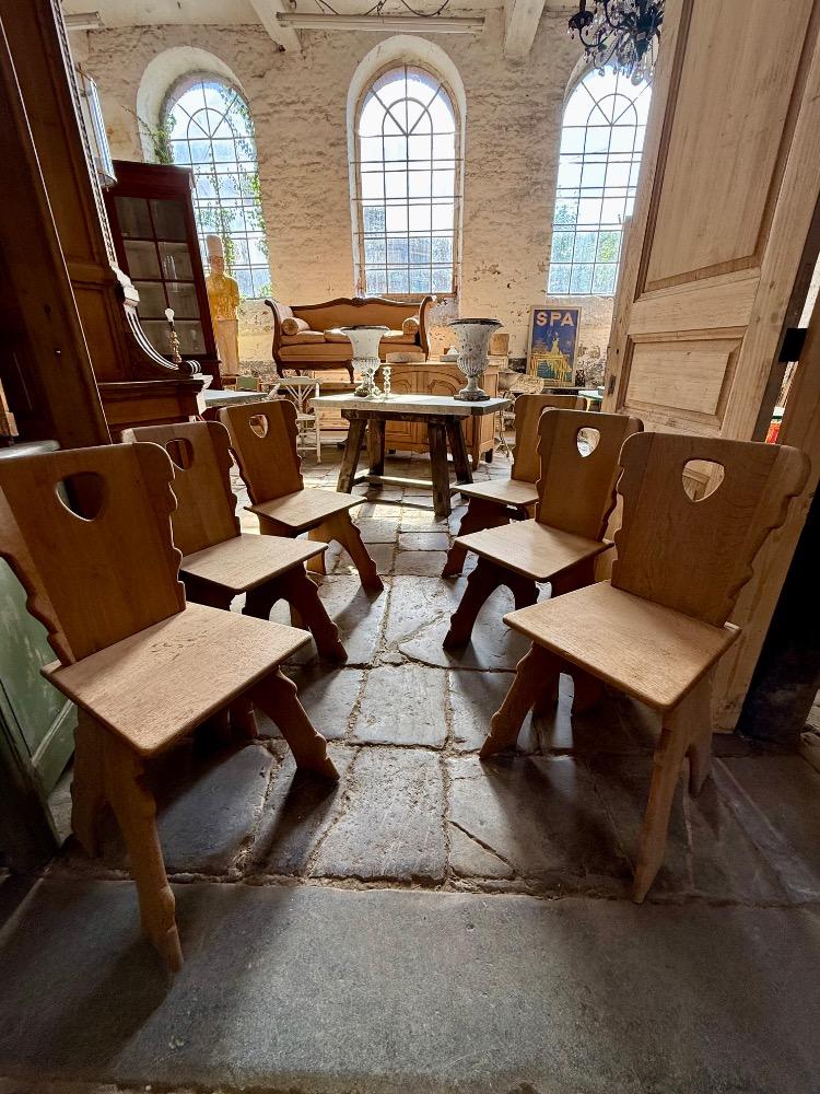 Set of 6 brutalist chairs, mid-20th century 