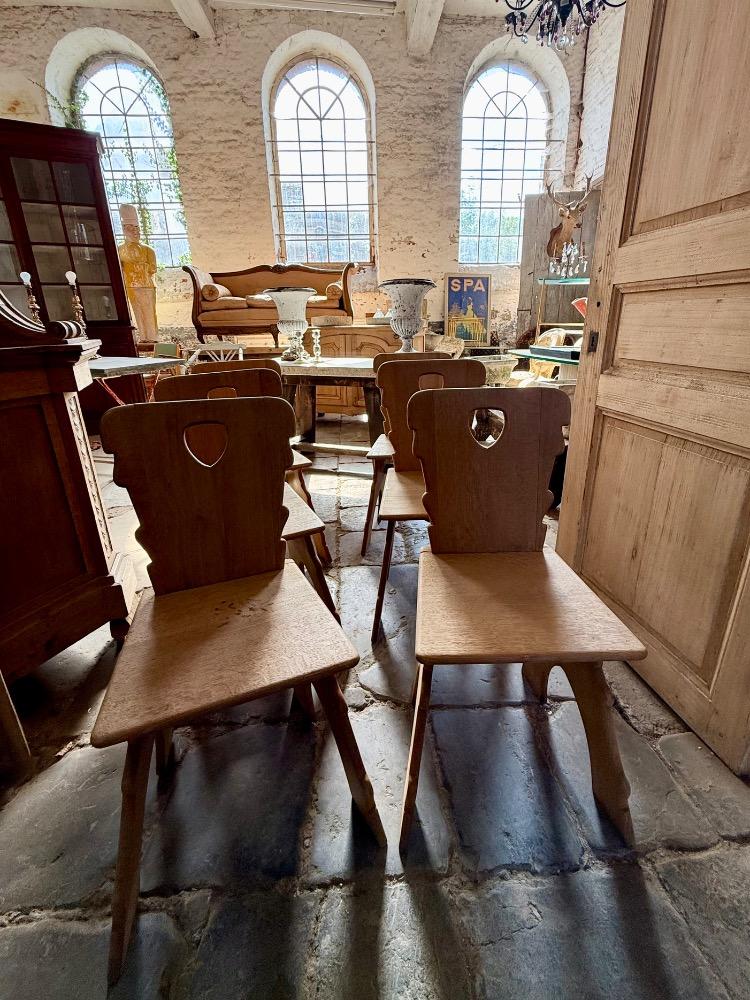 Set of 6 brutalist chairs, mid-20th century 